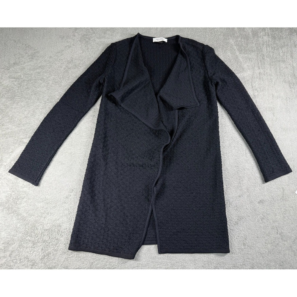 St John Collection Wool Blend Heavyweight Open Cascade Cardigan Black Size P